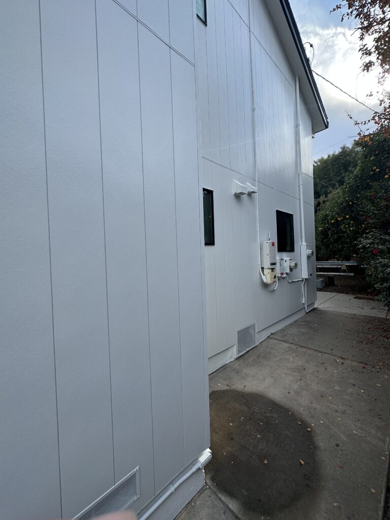 blue siding house